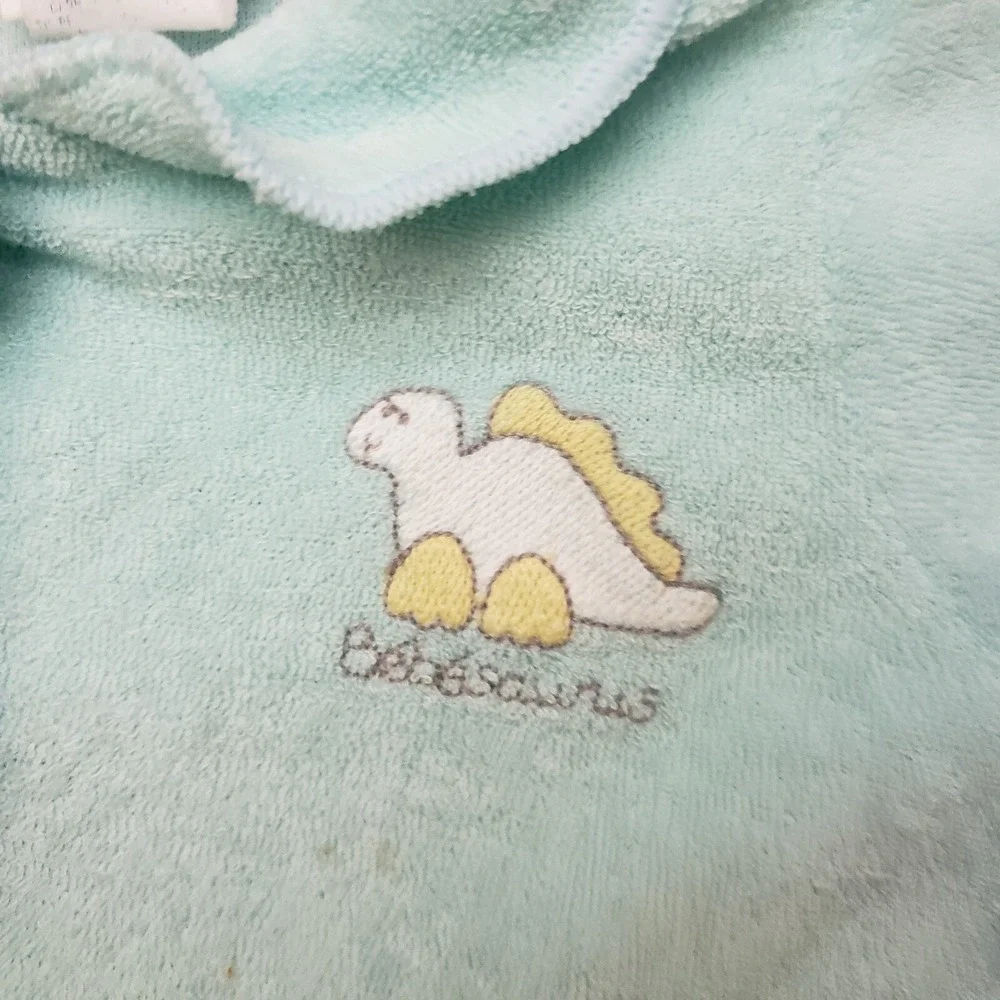 VINTAGE Carters‎ One Piece Baby Boys 0-3M Blue Dinosaurs Button Up Sleeper 90s